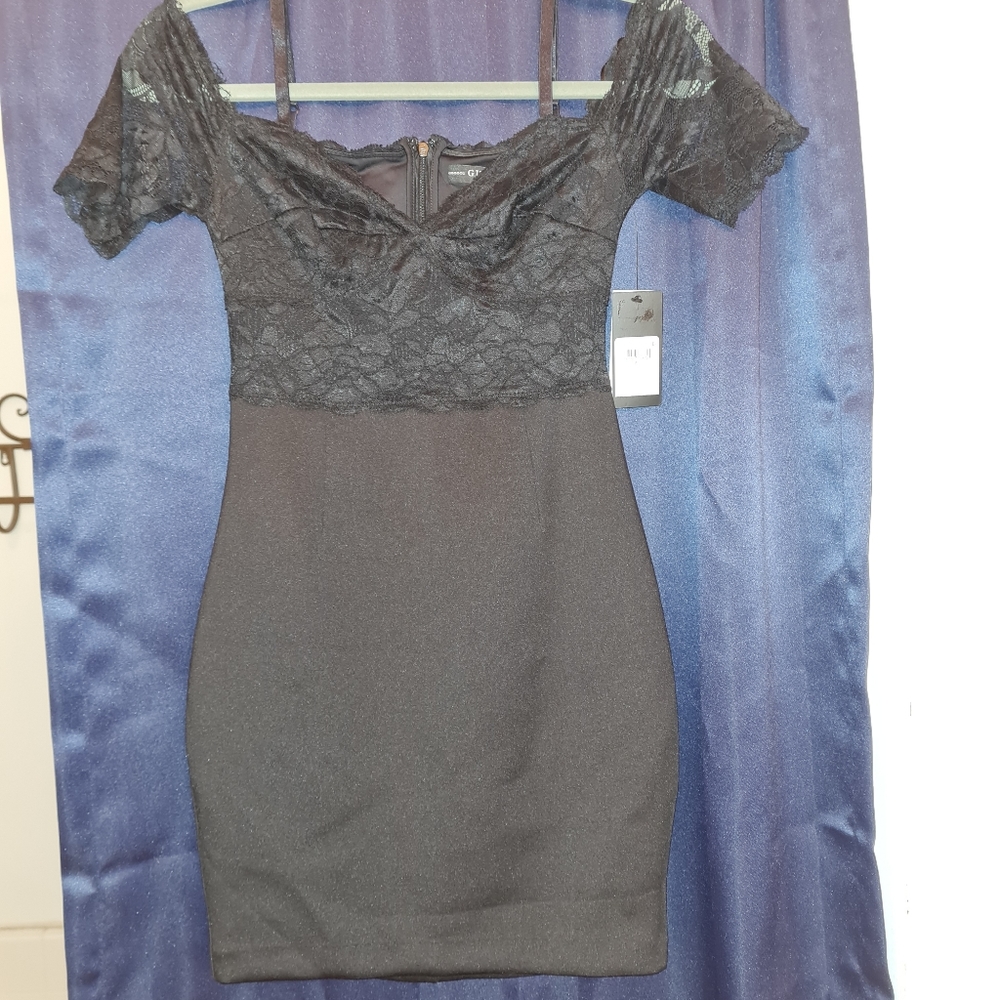 GUESS black mini bodycon dress sz XS